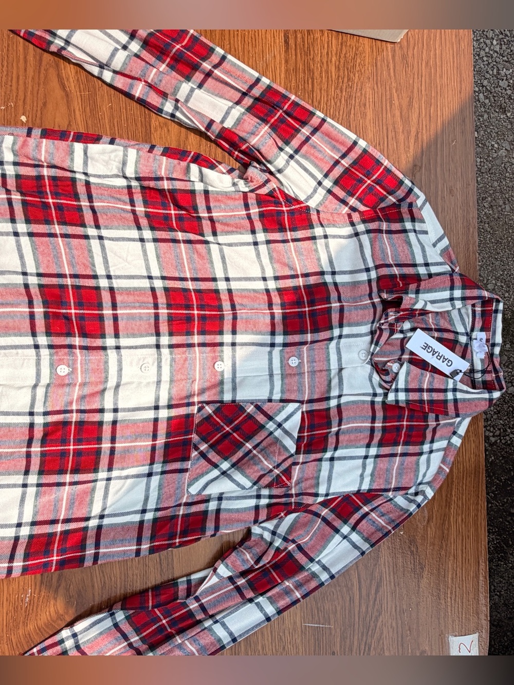Garage Red and White Plaid Button-Down Shirt